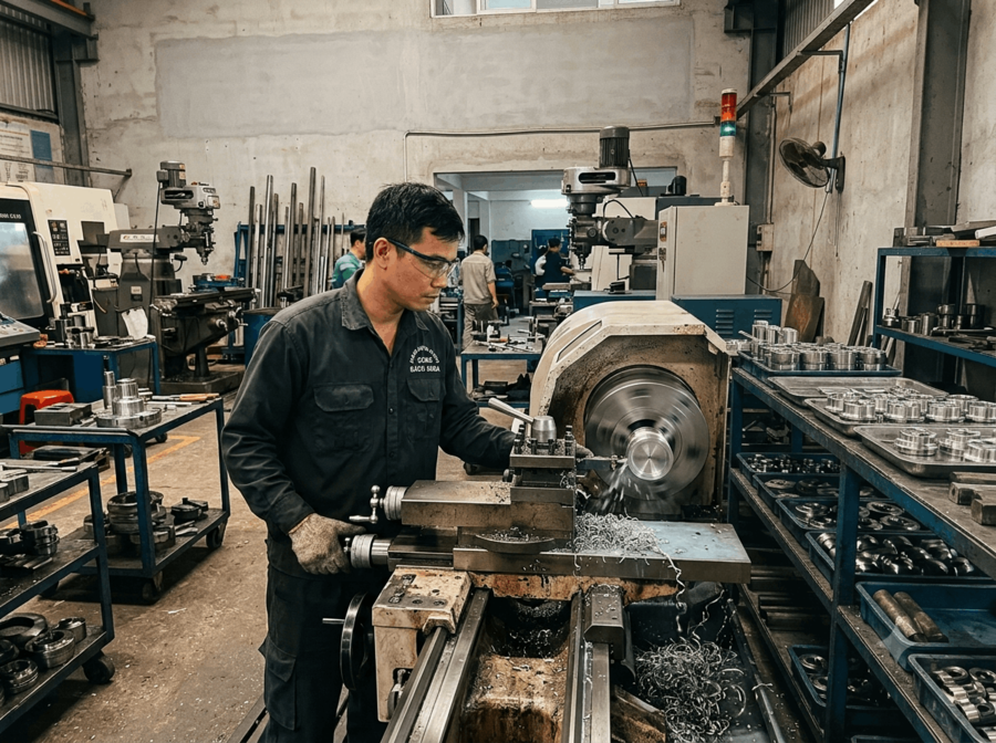 Máy móc gia công tại xưởng
